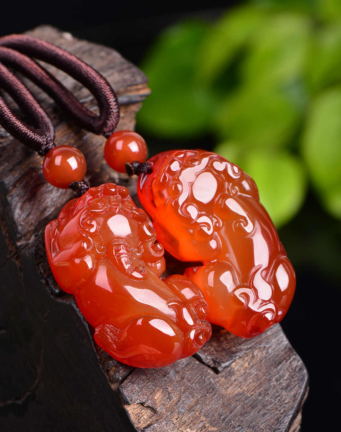 首发3a级红玛瑙金钱貔貅项链情侣套装附证书