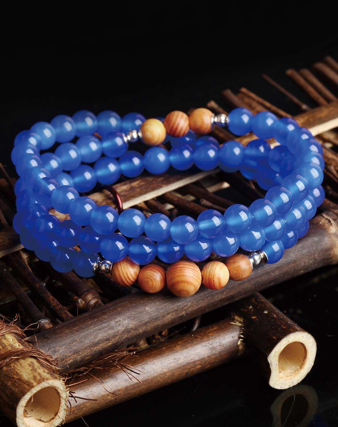 3a级天然蓝玛瑙美容养颜手链附证书