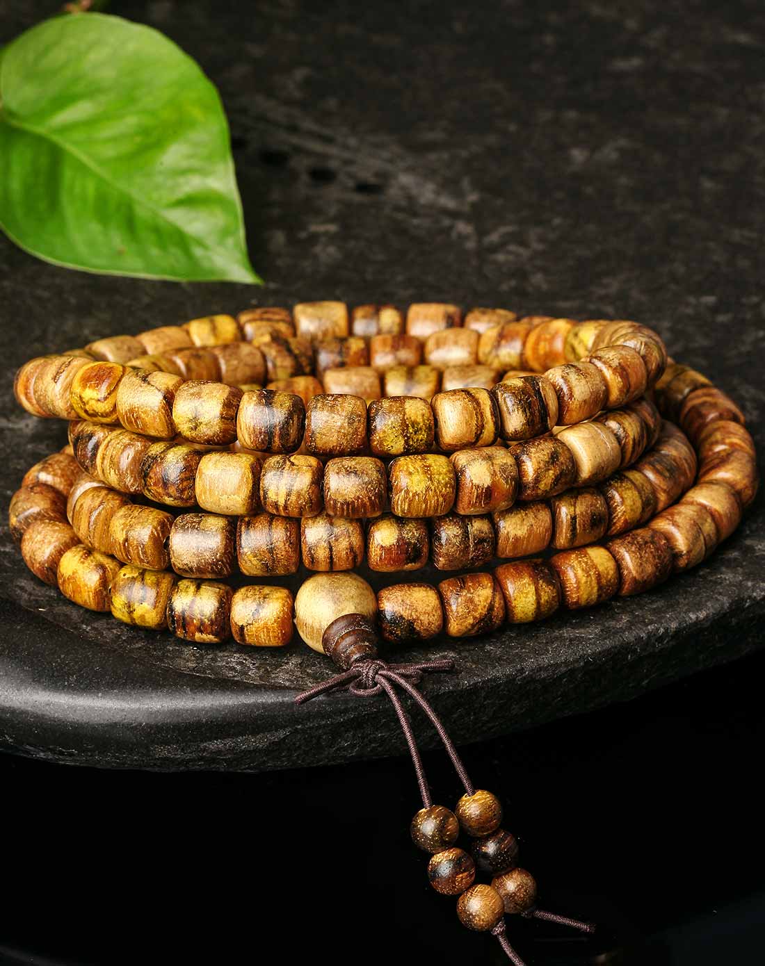 天然花奇楠桶珠108颗手串