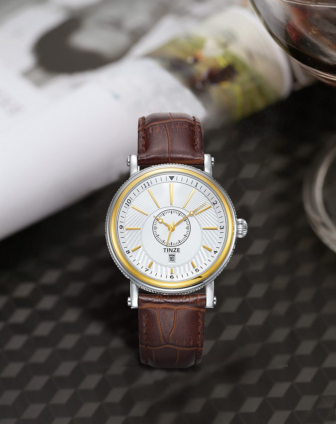 天际tinze手表专场-佳际系列男款石英时尚休闲蓝宝石镜面皮带手表