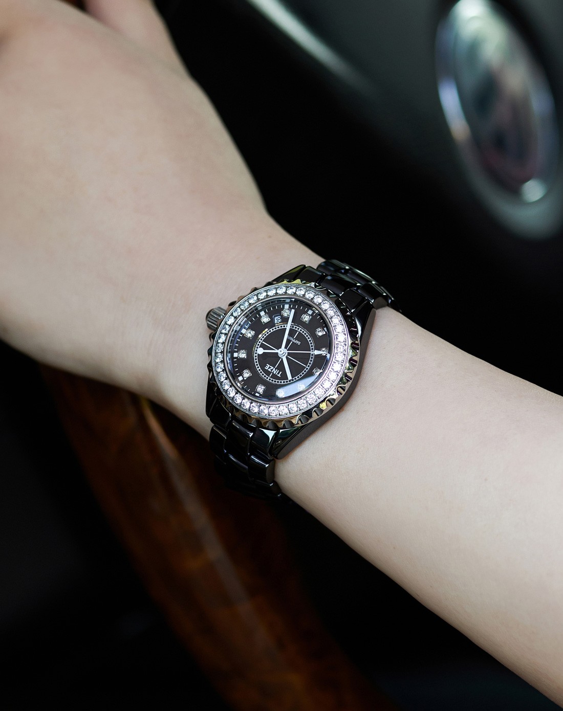 天际tinze佳际系列女款石英时尚休闲蓝宝石镜面精钢手表8001l-tb_唯品