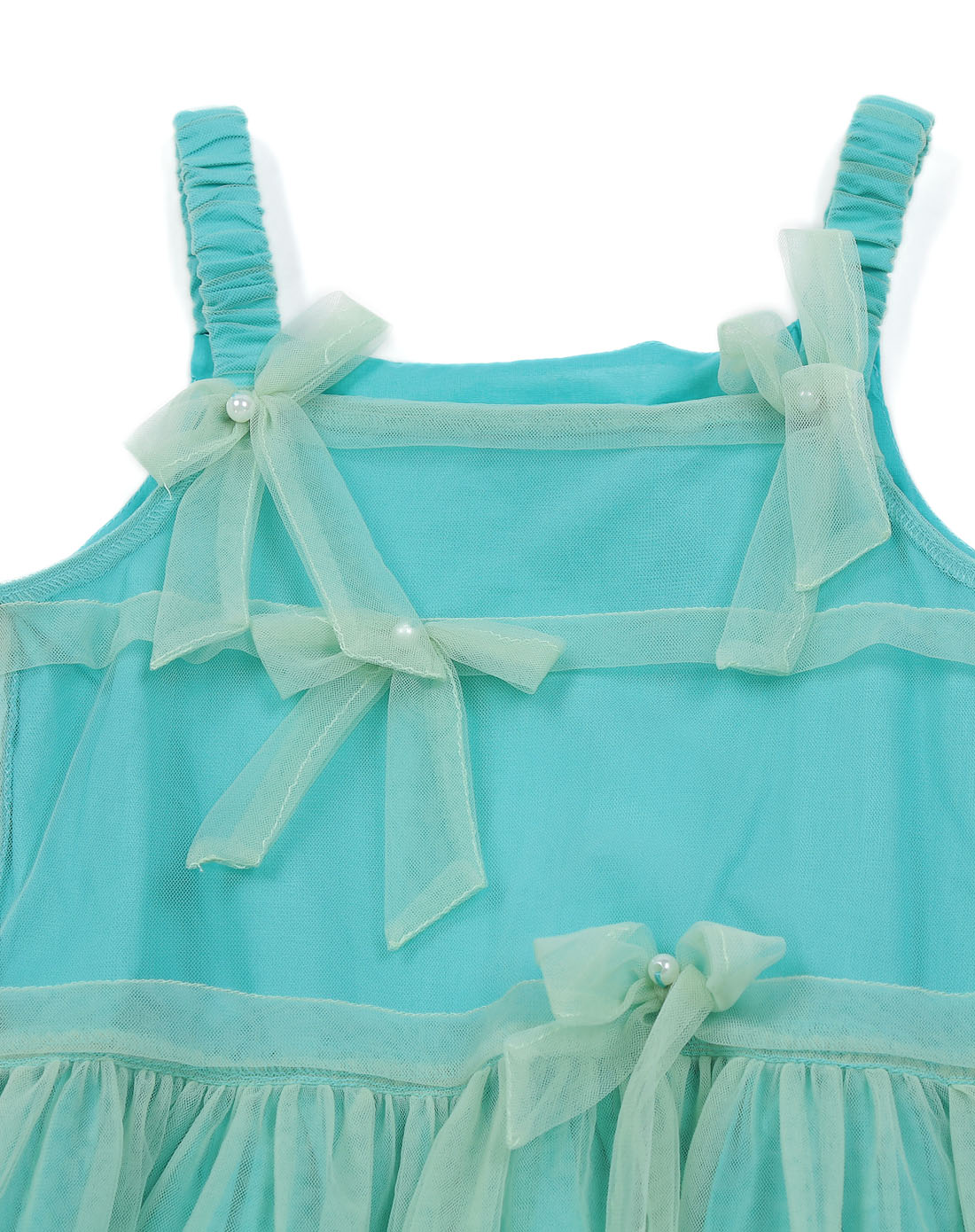 女童浅湖绿吊带连衣裙