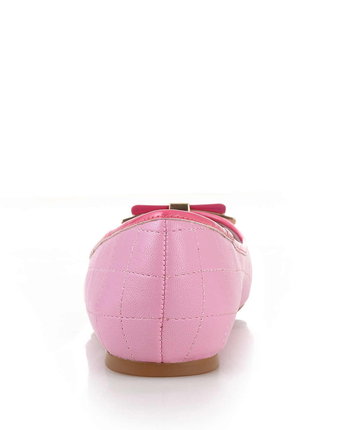 田莘honeygirl桃粉色真皮内里拼色鞋蝴蝶结平底鞋hg15