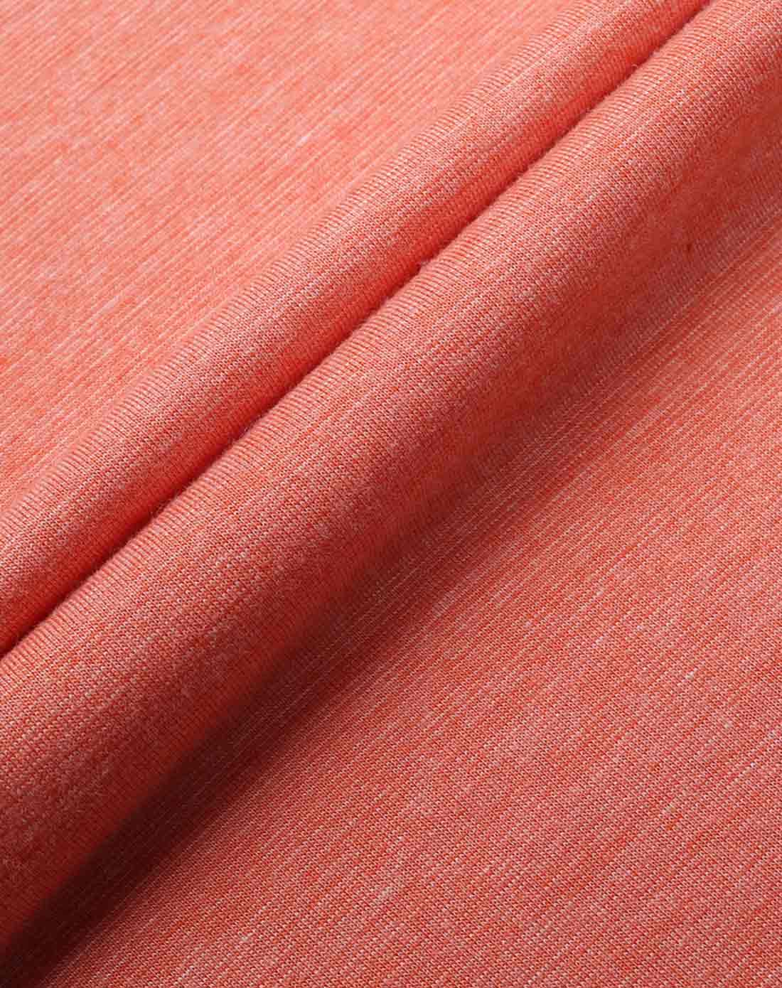 男款铁锈红色简约时尚拼接短袖v领t恤