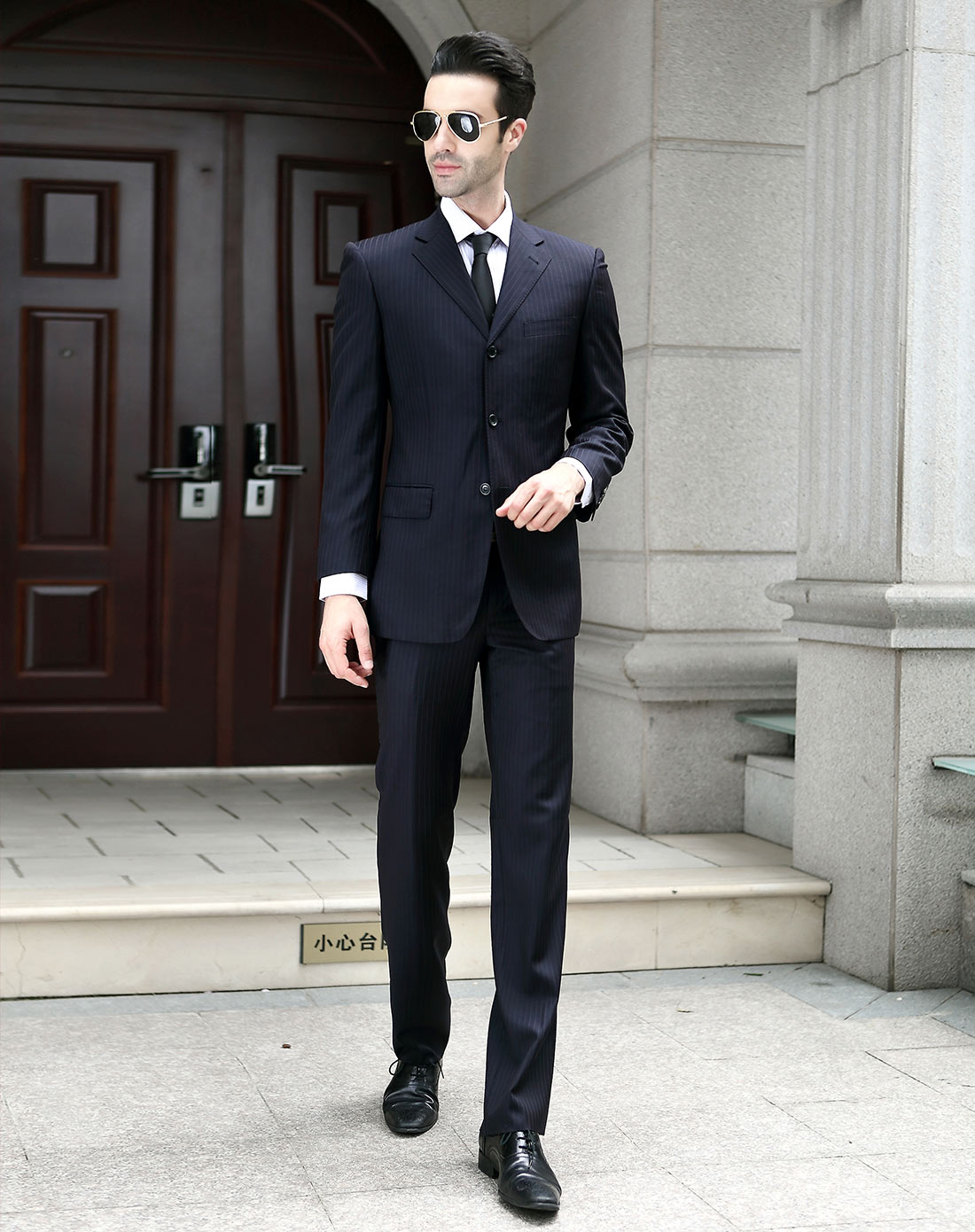 卡丹狄诺cardeendino西装专场深色竖条纹经典长袖西服cba23038_唯品会