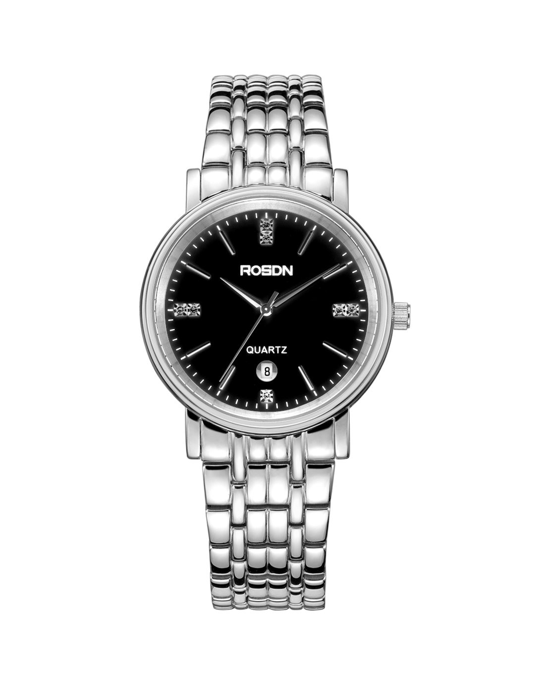劳士顿rosdn 2015专柜同步 时尚水钻钢带石英男表纵驰系列3093黑色