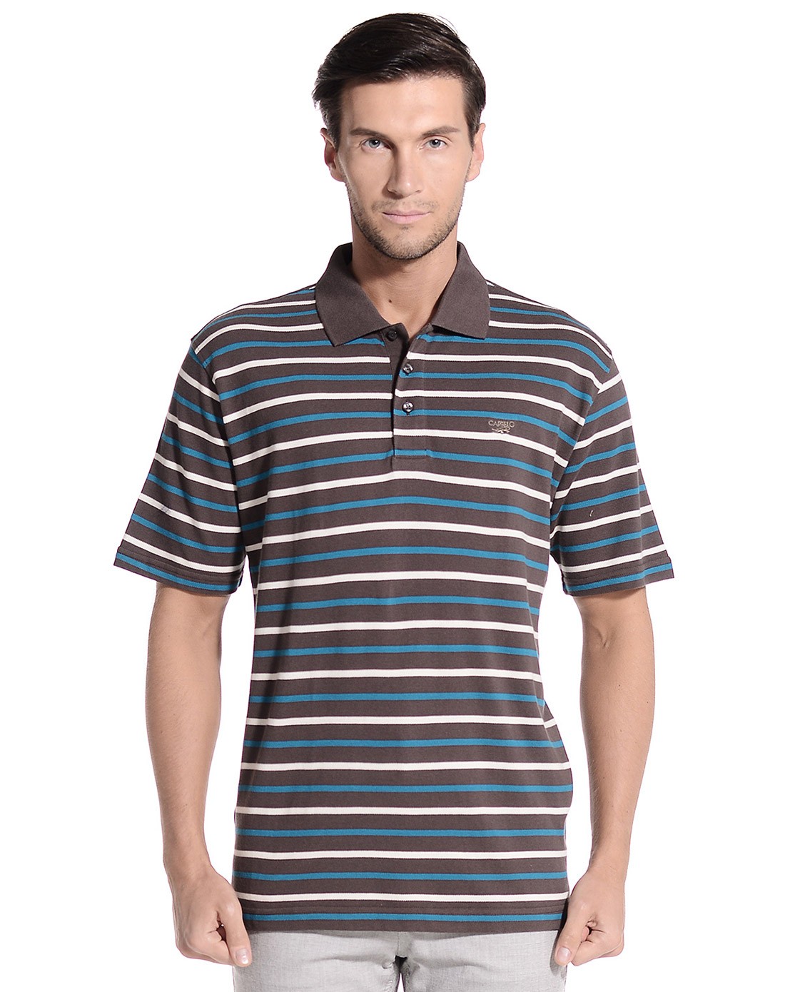 卡帝乐鳄鱼cartelo男装移动端专场灰蓝色条纹时尚短袖t恤217c111048