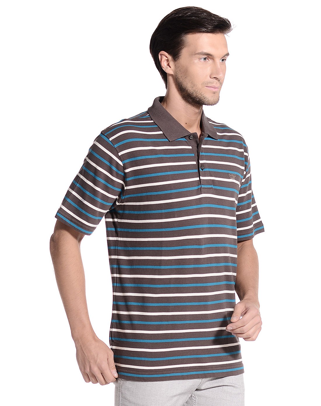 卡帝乐鳄鱼cartelo男装移动端专场灰蓝色条纹时尚短袖t恤217c111048