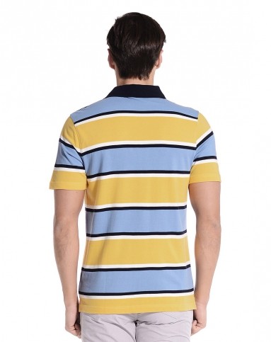 黄蓝色条纹短袖t恤