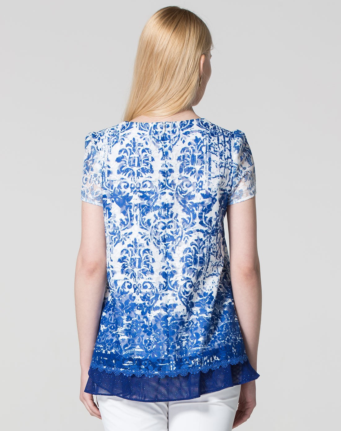 黛玛诗dmodes清新冰蓝渐变色印花上衣dc4211025-u25_唯品会