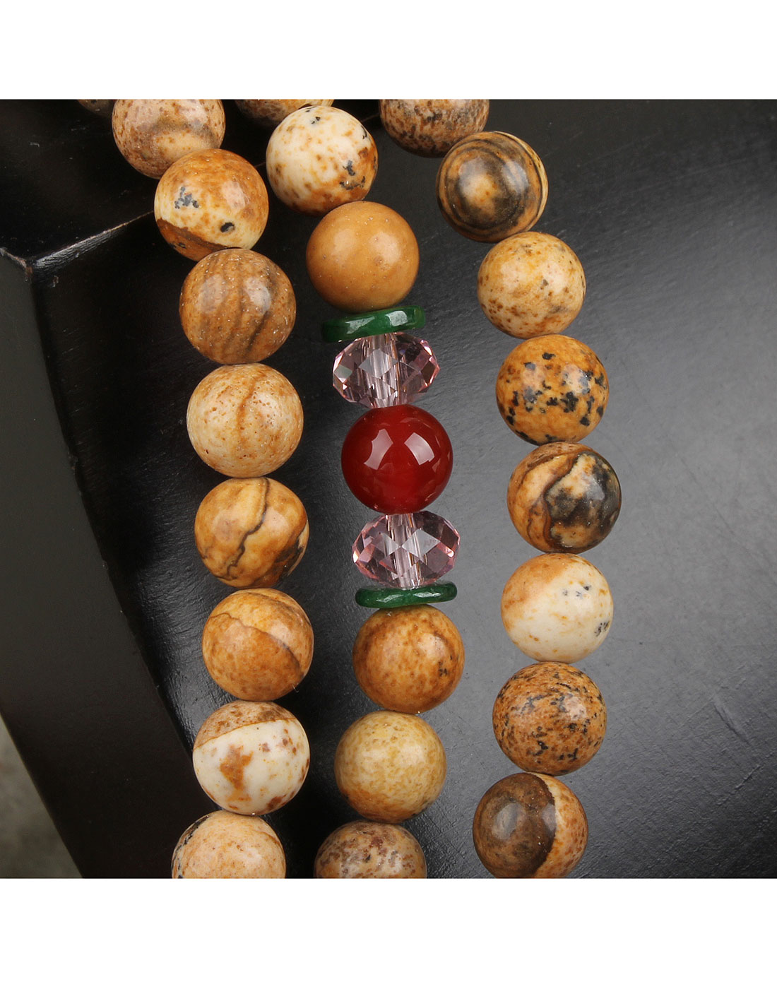 天然图画石108颗佛珠手链6mm