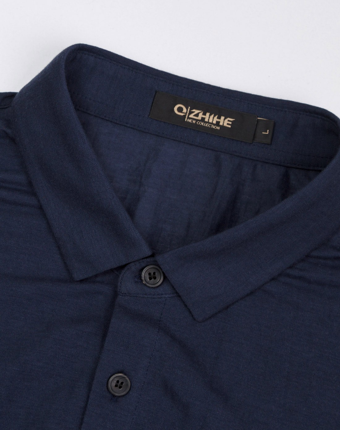 男宝蓝锦棉舒适透气纯色长袖衬衫