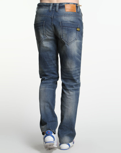 固特异goodyear户外休闲专场蓝灰色洗水中腰牛仔长裤0113010263_唯品