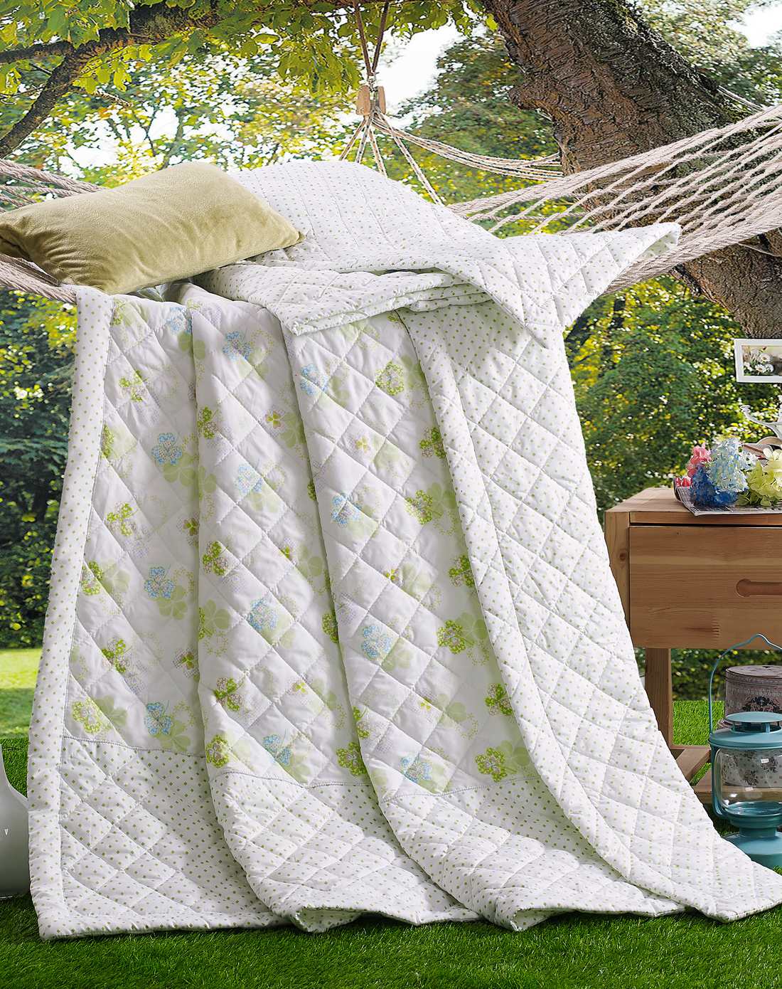 绿色小树叶冰丝绒夏被200*230cm