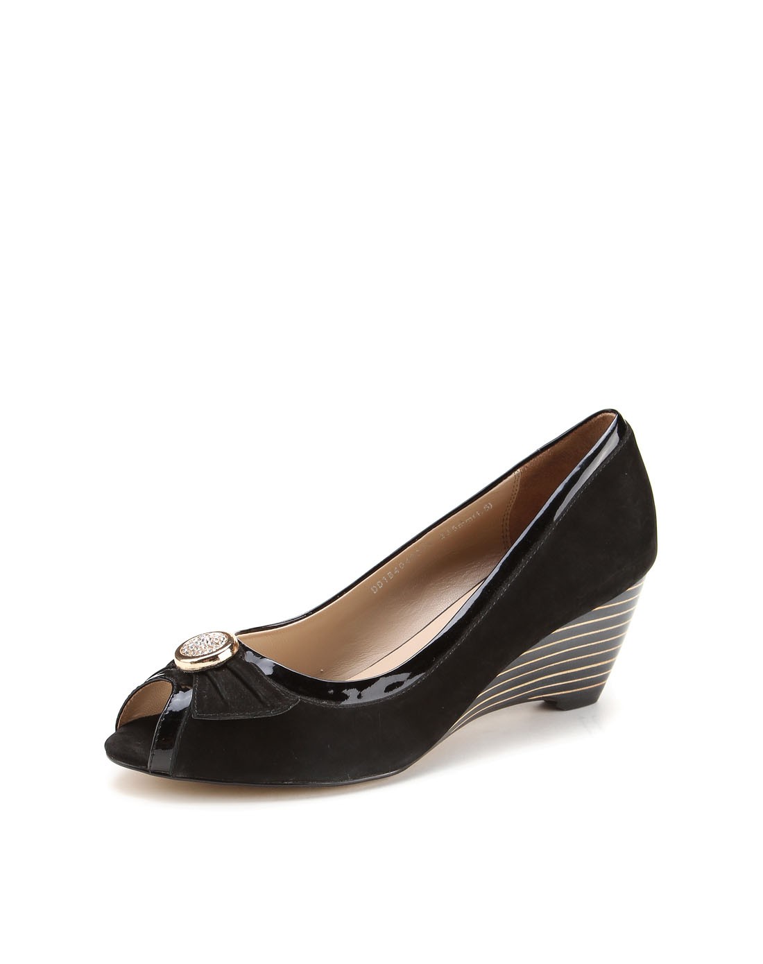 女款黑色色磨沙牛皮/黑色牛漆皮商务皮鞋