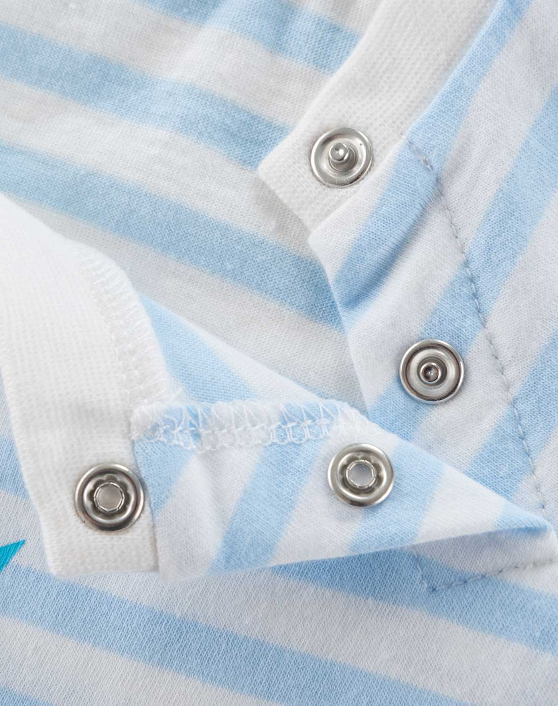 男童蓝白条靛蓝色小孩插肩短袖套装