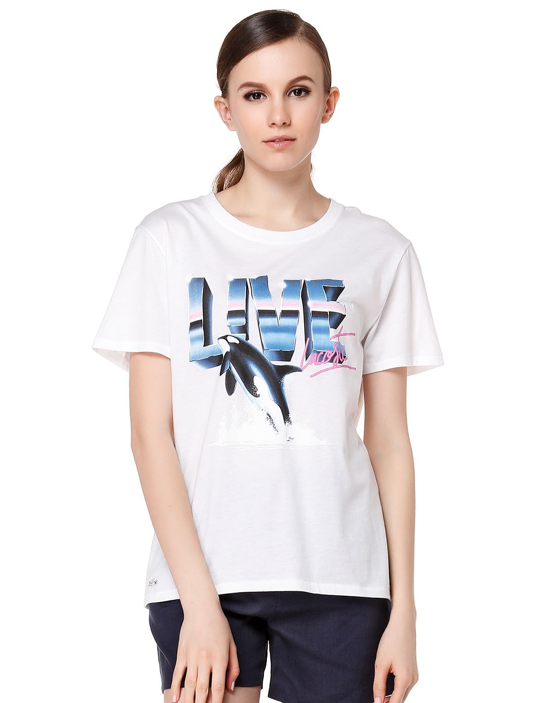 白色烫印休闲短袖t恤