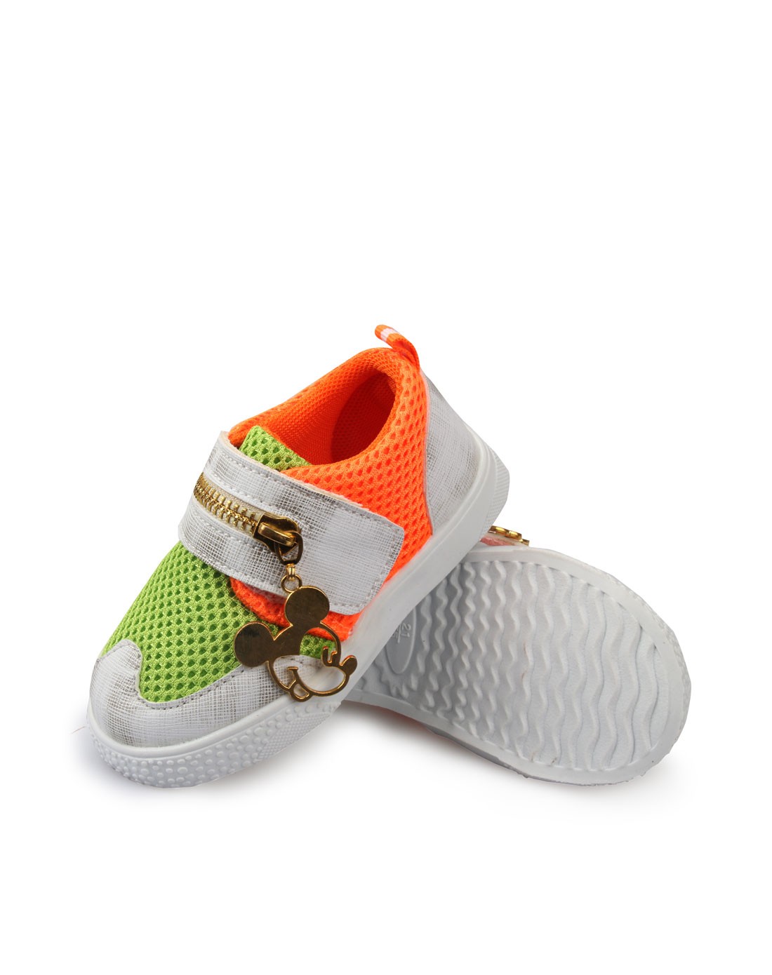 男女童1-3岁绿色可爱米老鼠魔术贴软底学步鞋
