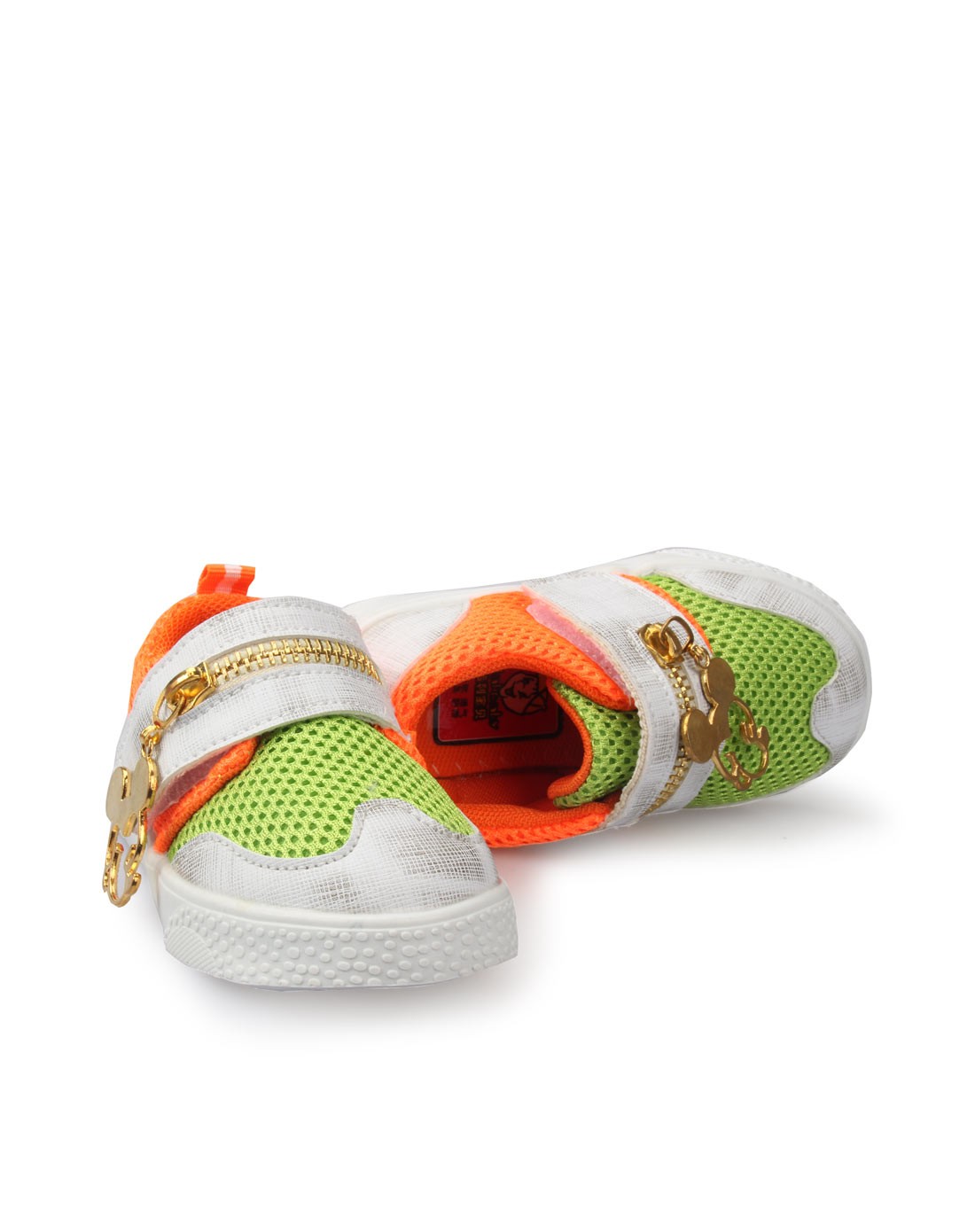 男女童1-3岁绿色可爱米老鼠魔术贴软底学步鞋