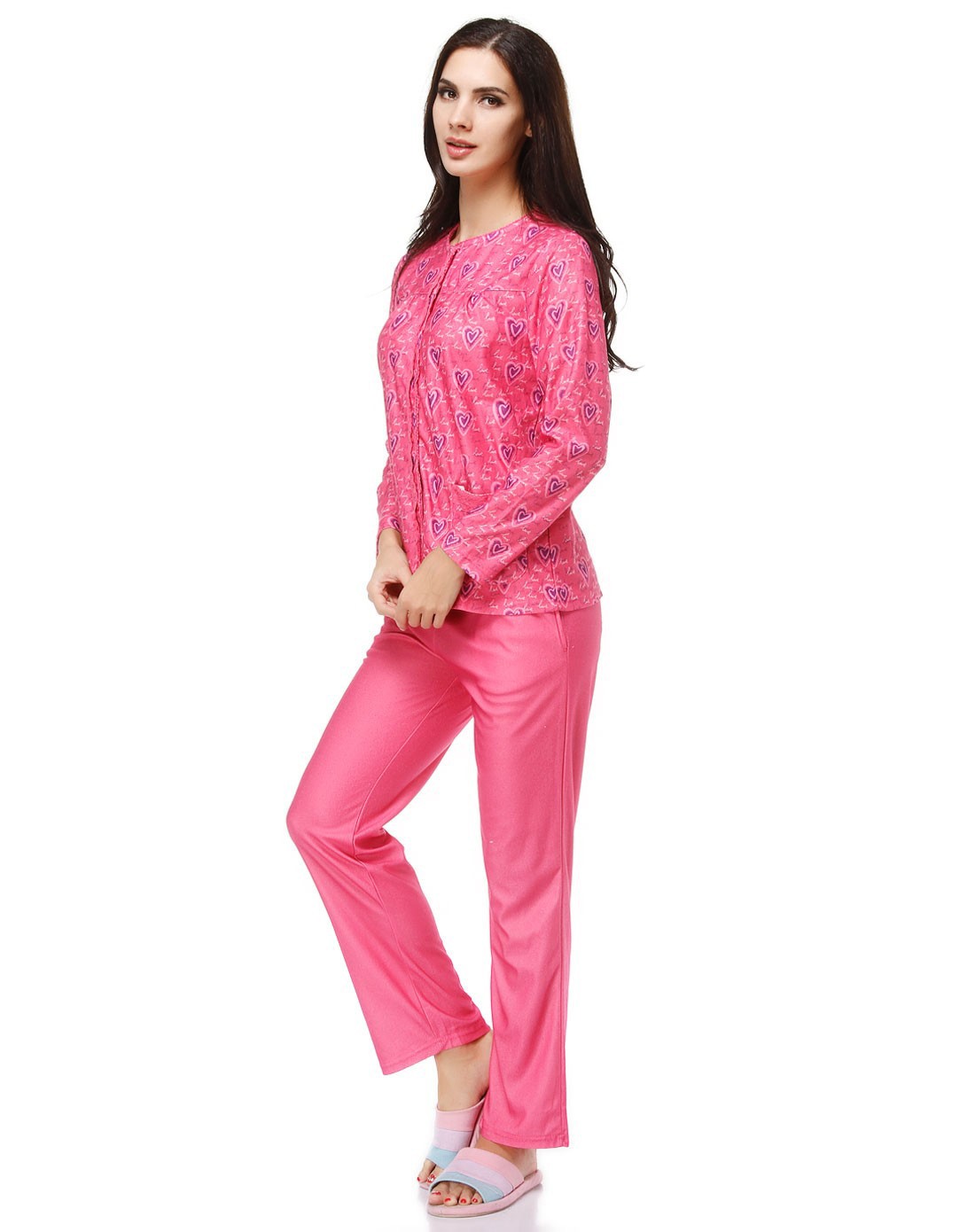 女式海棠红开襟套装