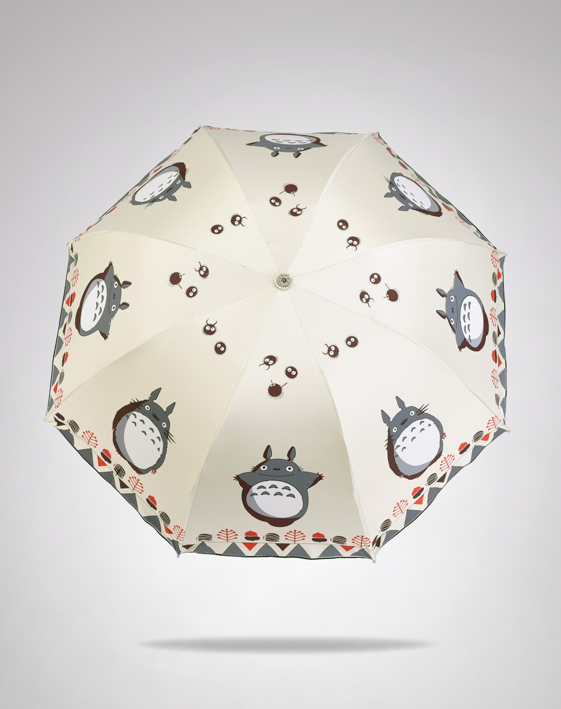 新款首发 耐用防紫外线可爱龙猫三折黑胶晴雨伞