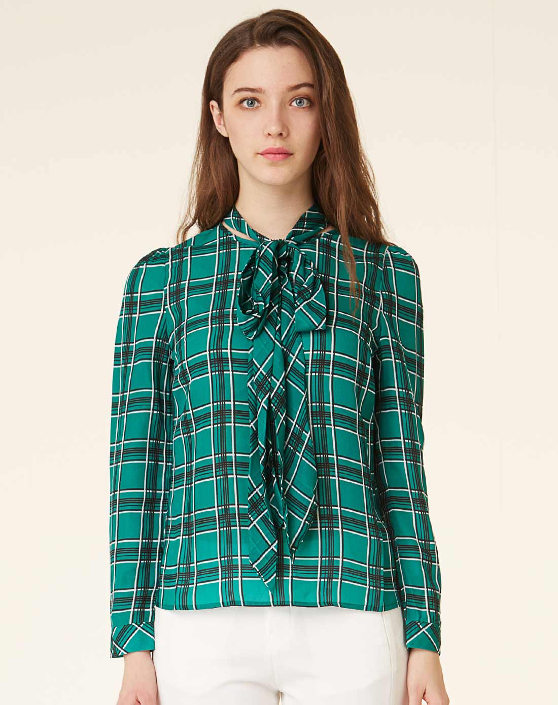 蓝辨黑格子时尚休闲变化衬衫