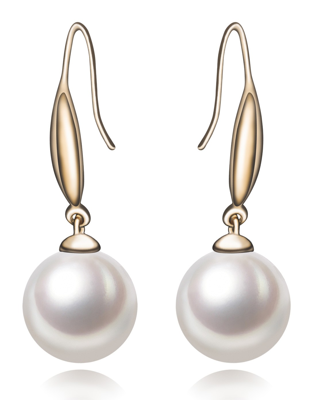 经典款正圆无瑕强光18k金天然珍珠耳环 附证书