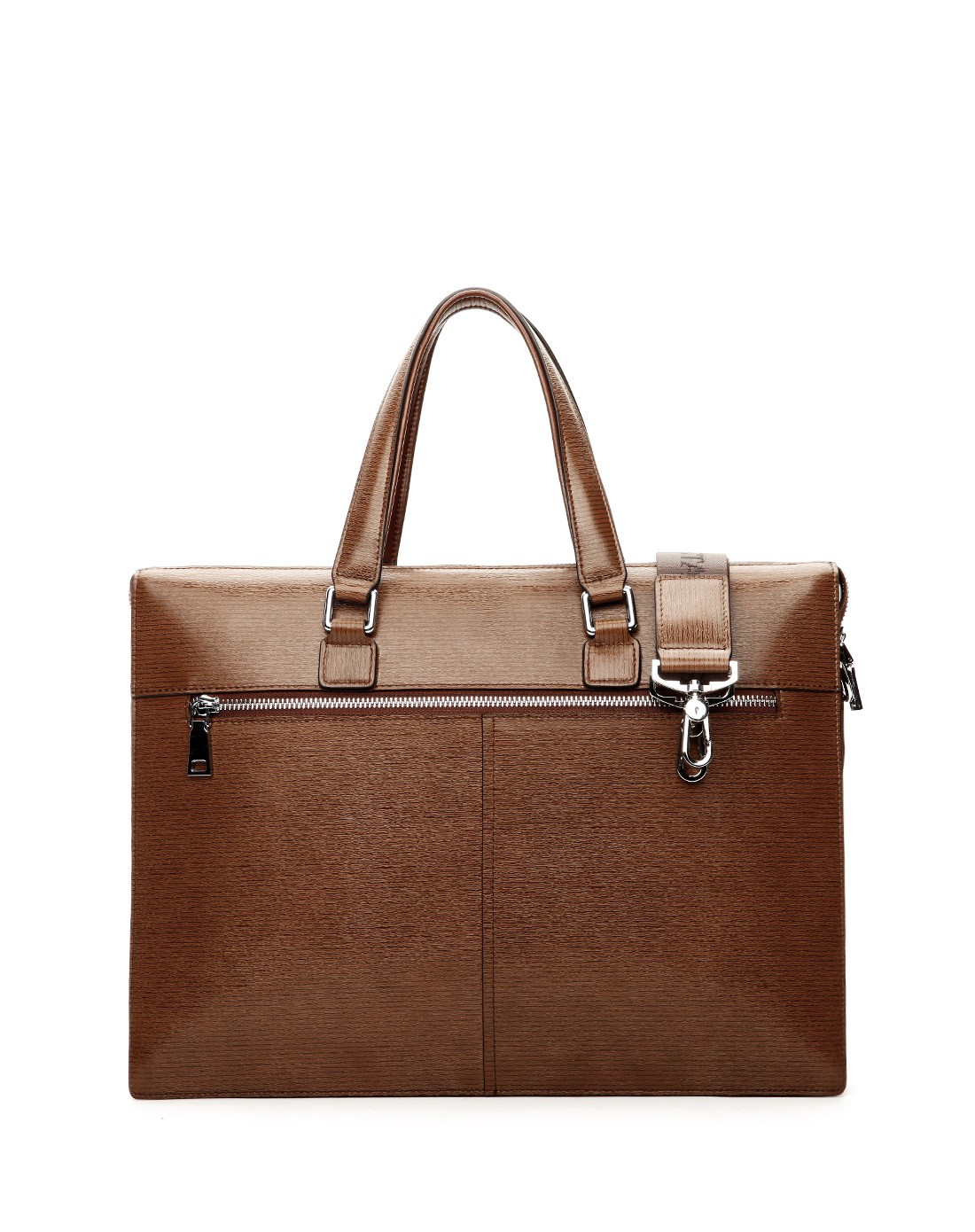 男士啡色二层牛皮时尚商务定型公文包