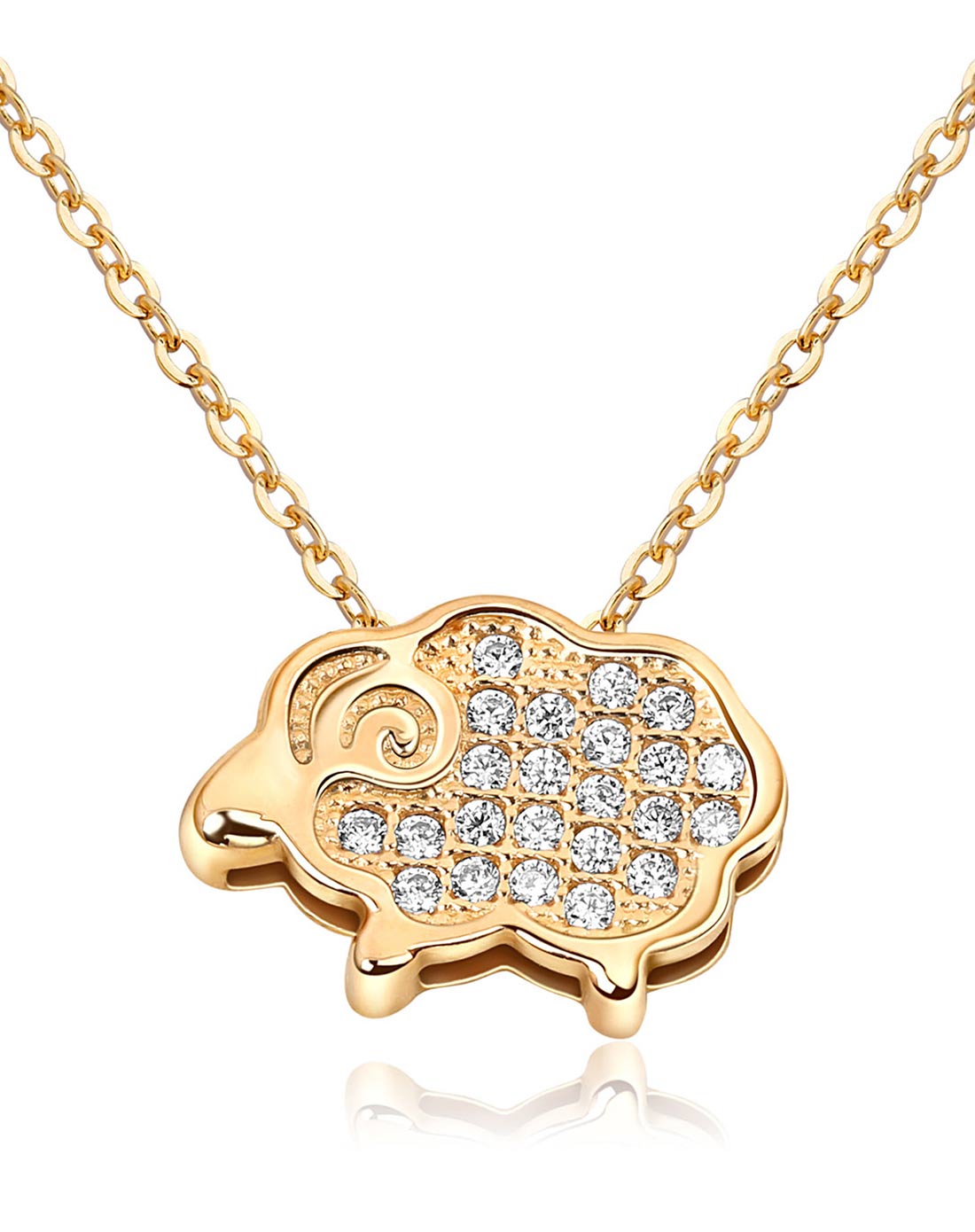 【金羊开泰*特价】14k纯黄金镶施华洛世奇璀璨宝石新年吉祥可爱小羊