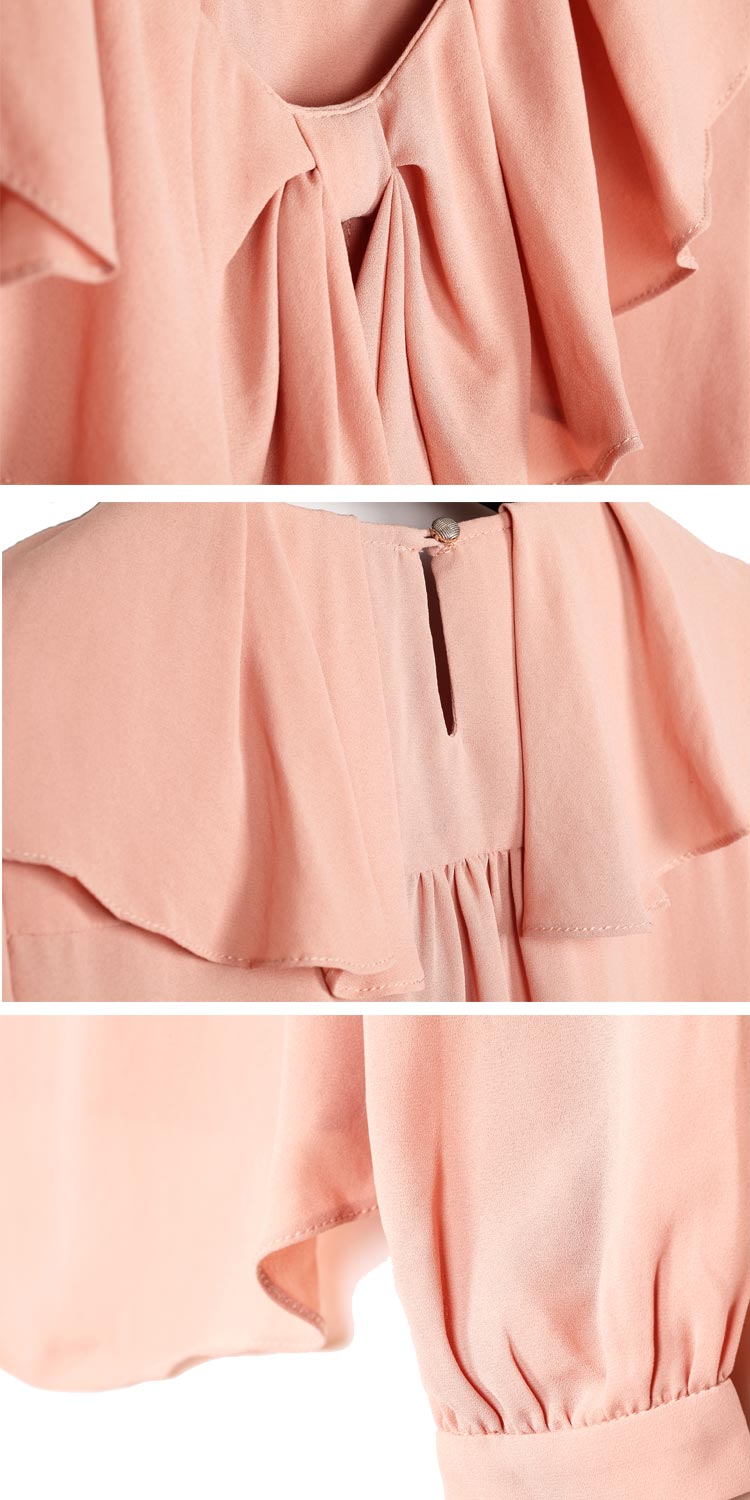 粉色清新简约长袖上衣