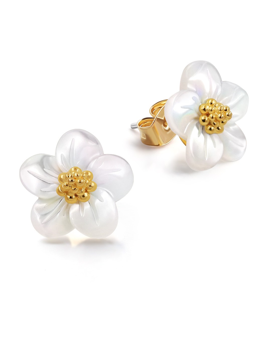 花蜜珍珠母贝925银针防过敏耳钉