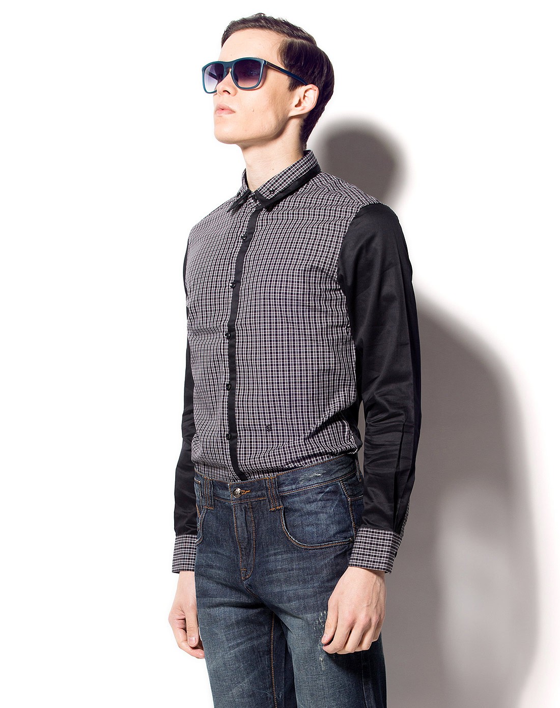 男士灰黑色正装长袖衬衫