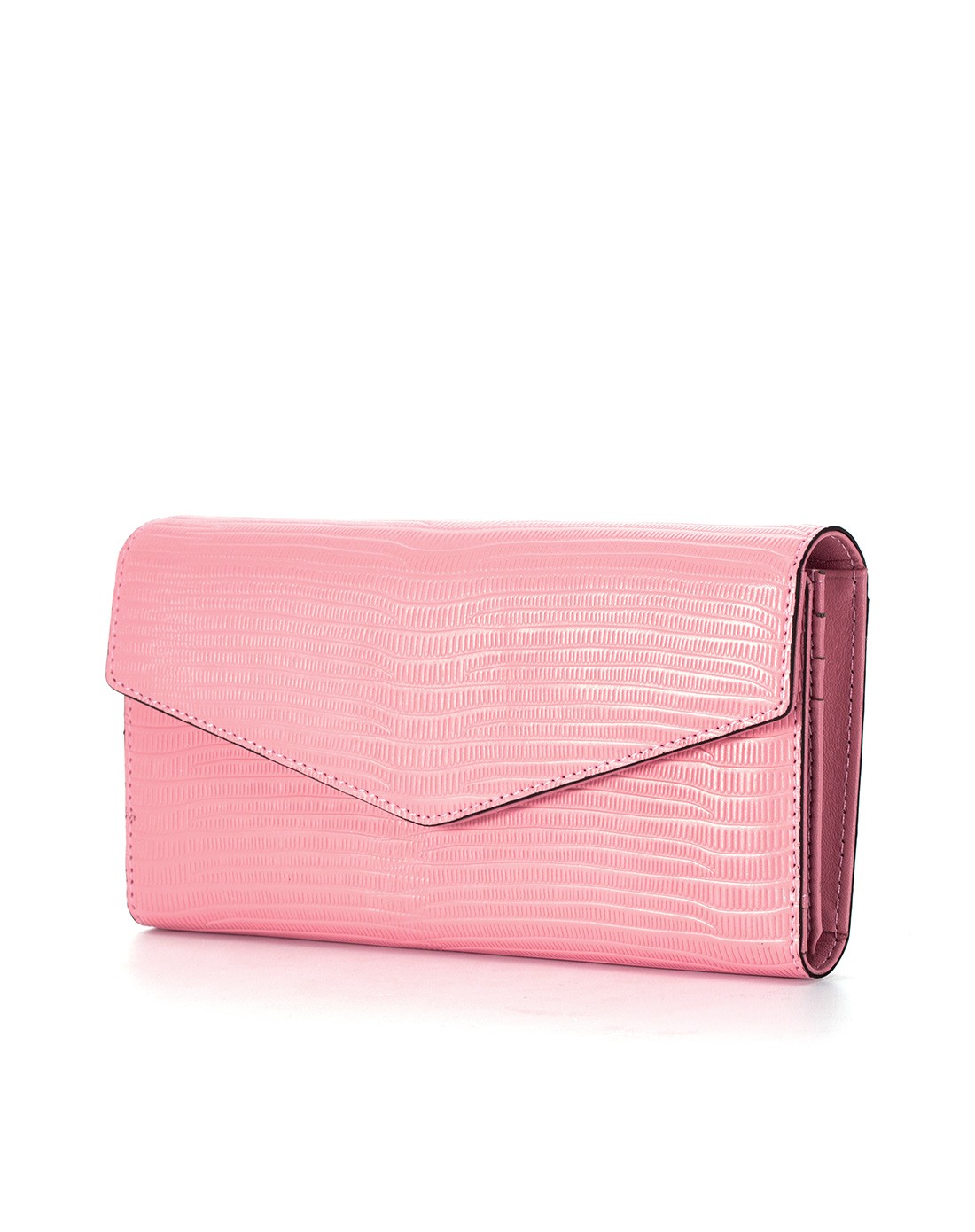 粉红色时尚水波纹牛皮长款银钱包