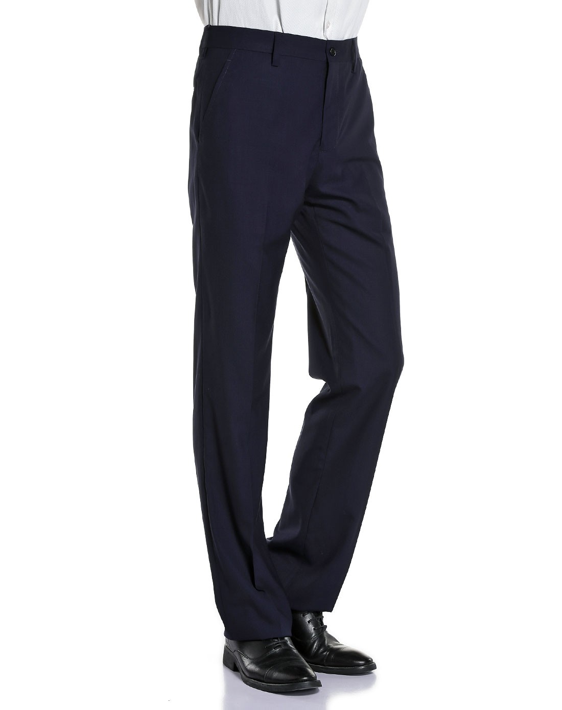 藏蓝色传统商务长西裤