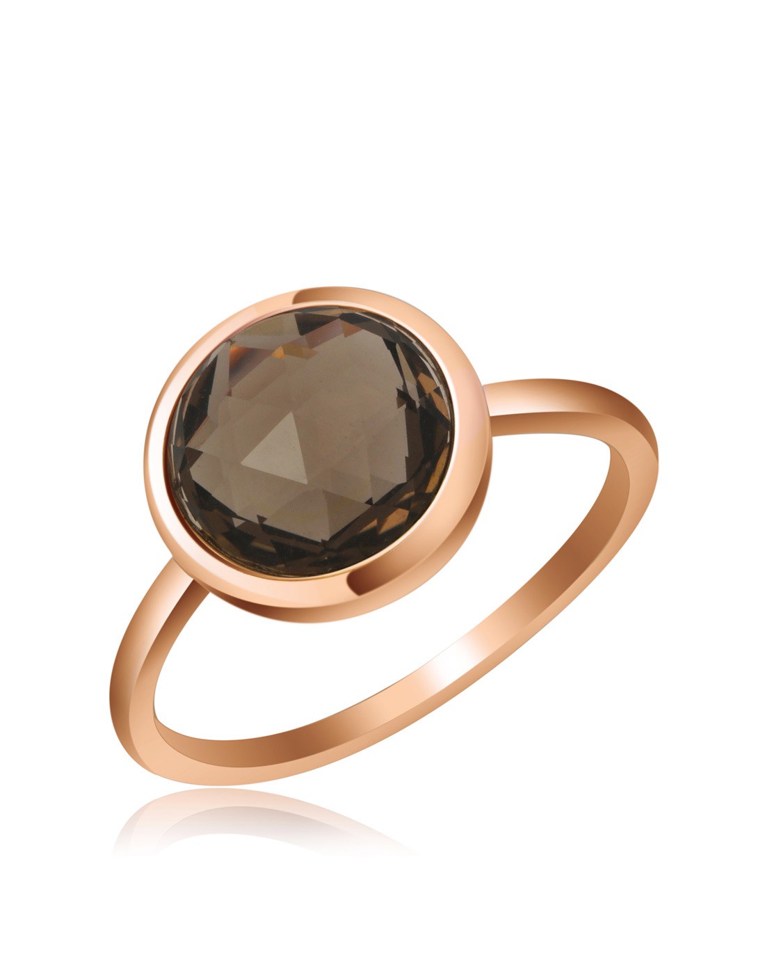 s925镀18k金镶9mm茶晶戒指