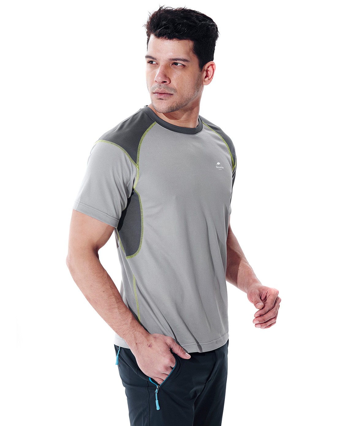naturehike轻量收纳服装及配件系列专场速干透气 男款玛灰色t恤 圆领