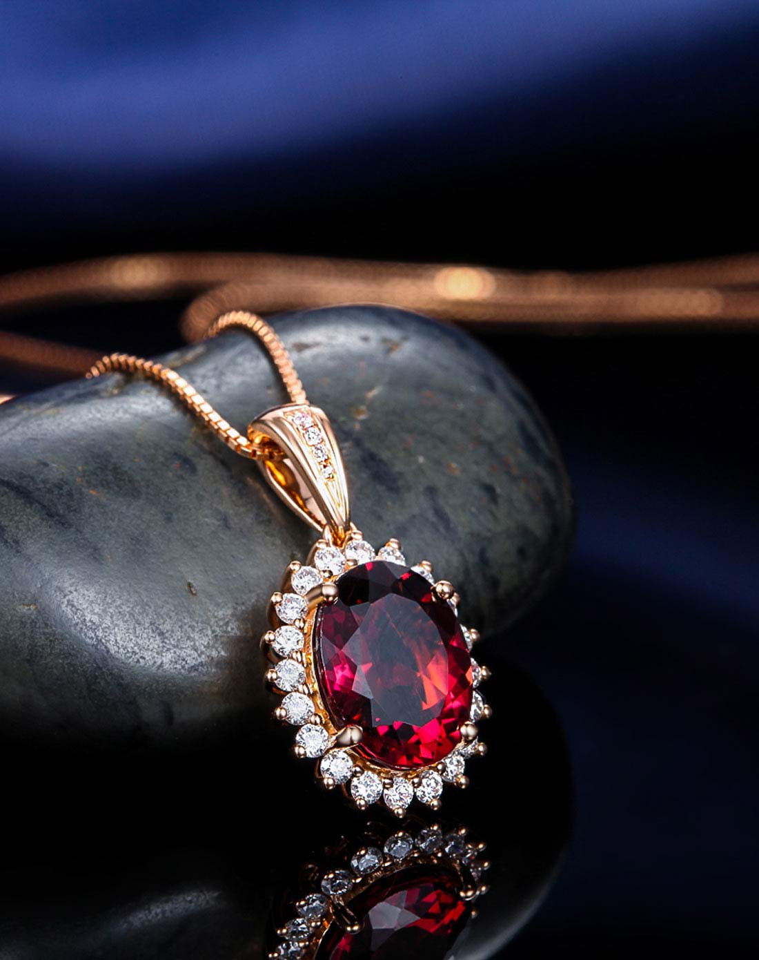 2克拉玫瑰18k金碧玺吊坠(送银链)