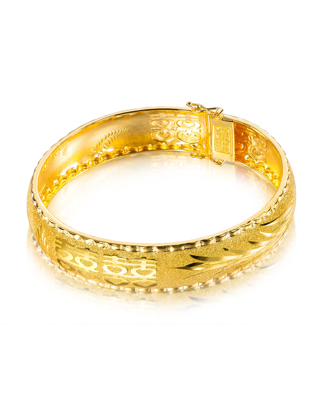 [专柜同款]囍爱足金双囍临门龙凤黄金手镯9.96克