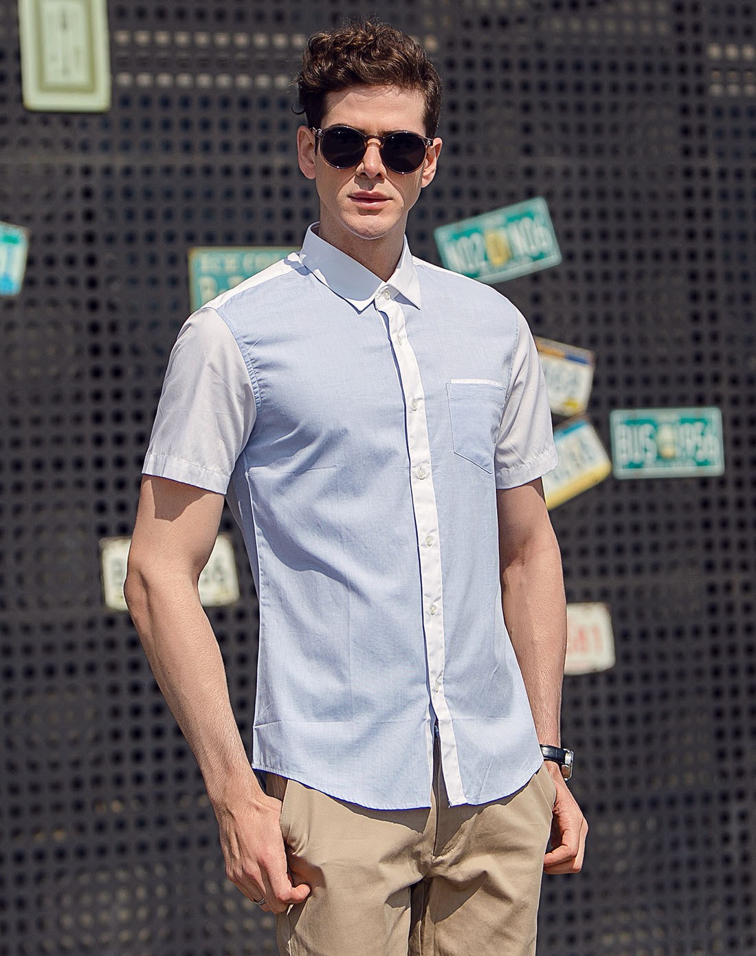 艾夫斯itisf4男装移动端专场冰蓝色衬衫21321120032603_唯品会