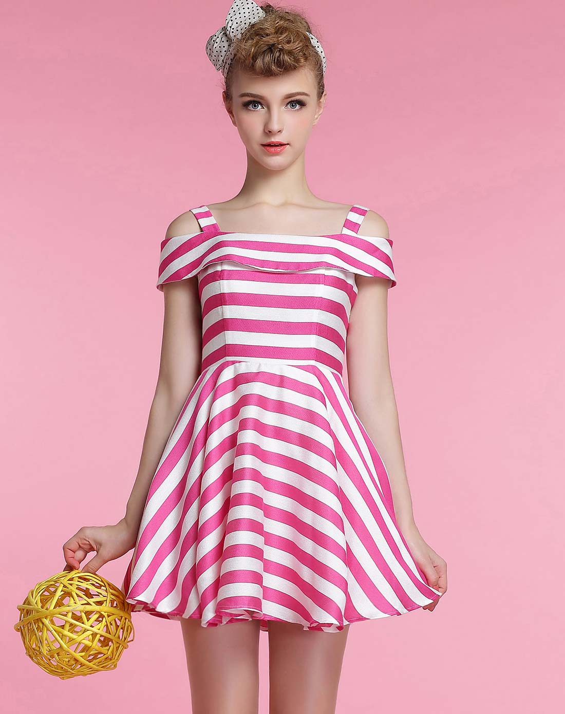 百奢bessie甜美露肩连衣裙bs15sd04509_唯品会