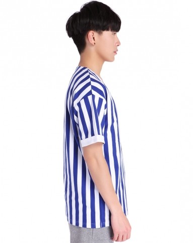 美职棒mlb男女运动服饰专场透气 男款蓝白条t恤 道奇队圆领条纹ac076k