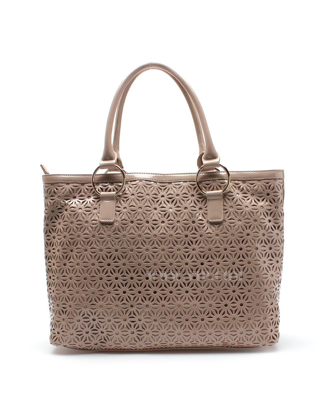 女士杏色镂空花纹手提包