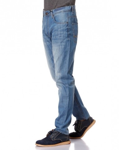 蓝色怀旧时尚高腰牛仔长裤