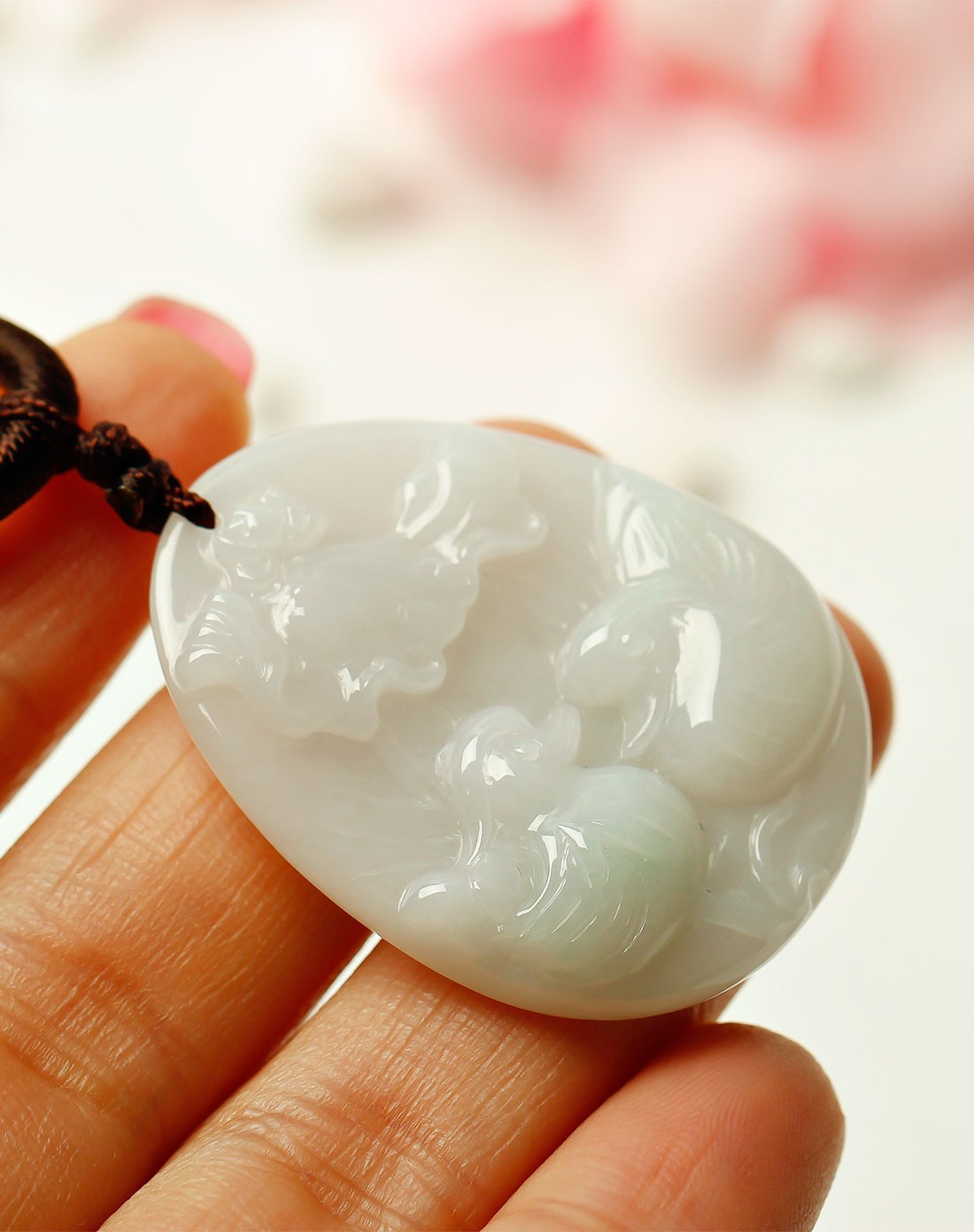 天然翡翠鸳鸯戏水吊坠