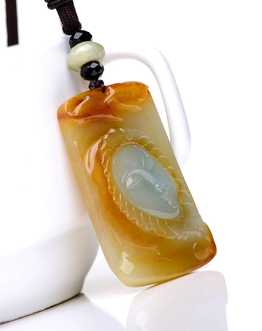 糯种黄翡细腻巧雕悟道天然a货翡翠吊坠