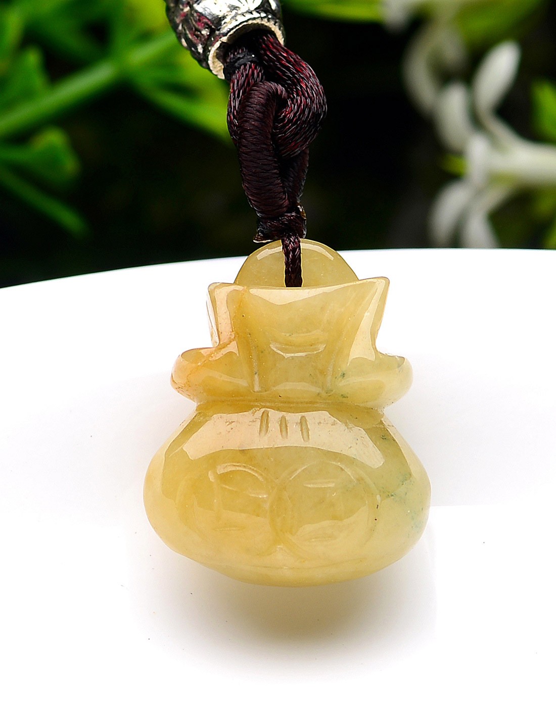 糯种黄翡饱满细腻金钱福袋天然a货翡翠吊坠