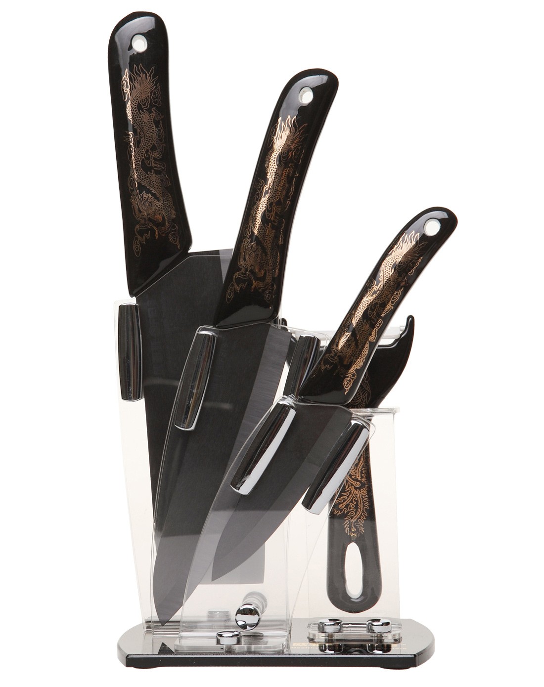 全陶瓷刀具5件套 龙凤黑瓷柄 黑刀刃