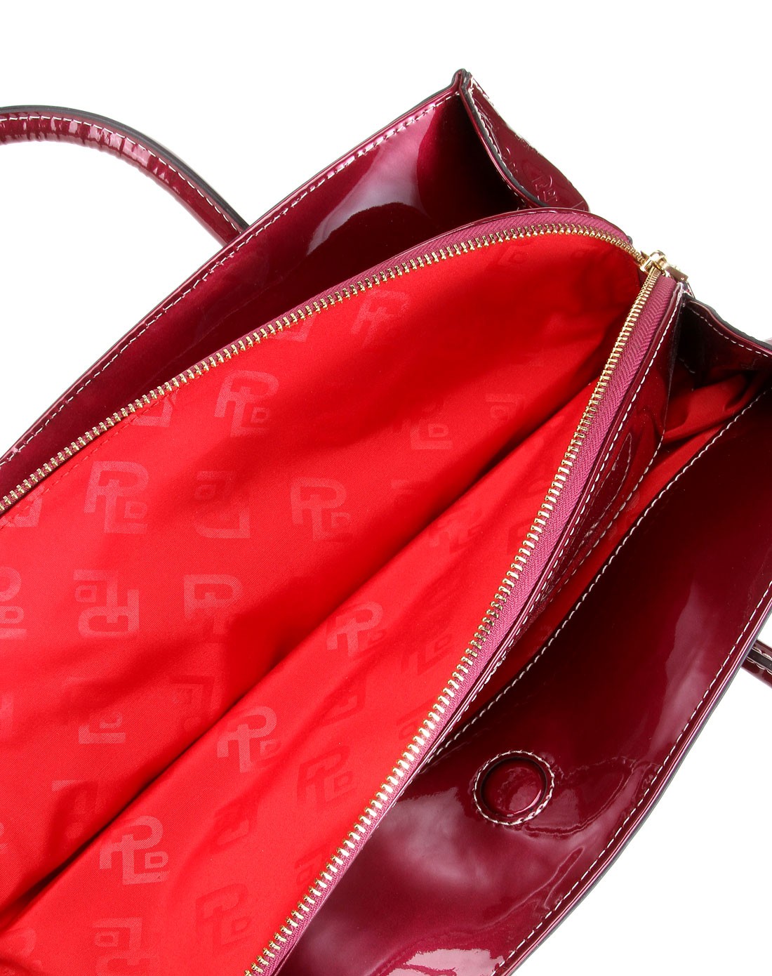 女款紫红色亮面时尚手提包