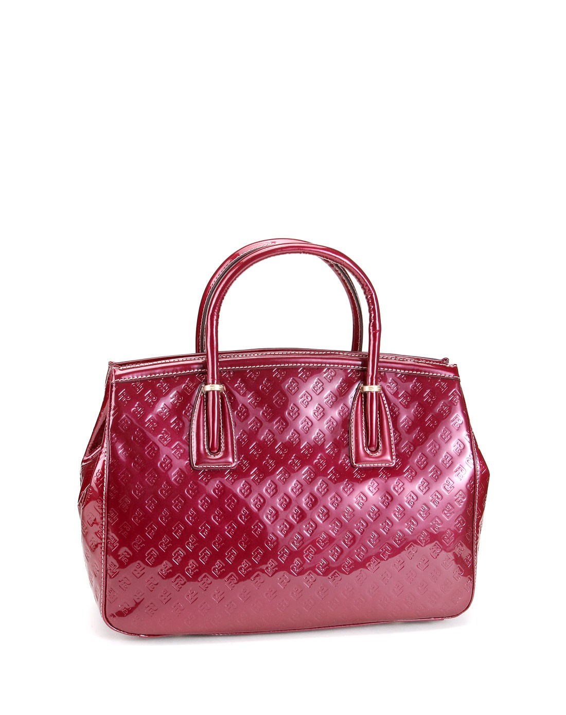 女款紫红色亮面时尚手提包