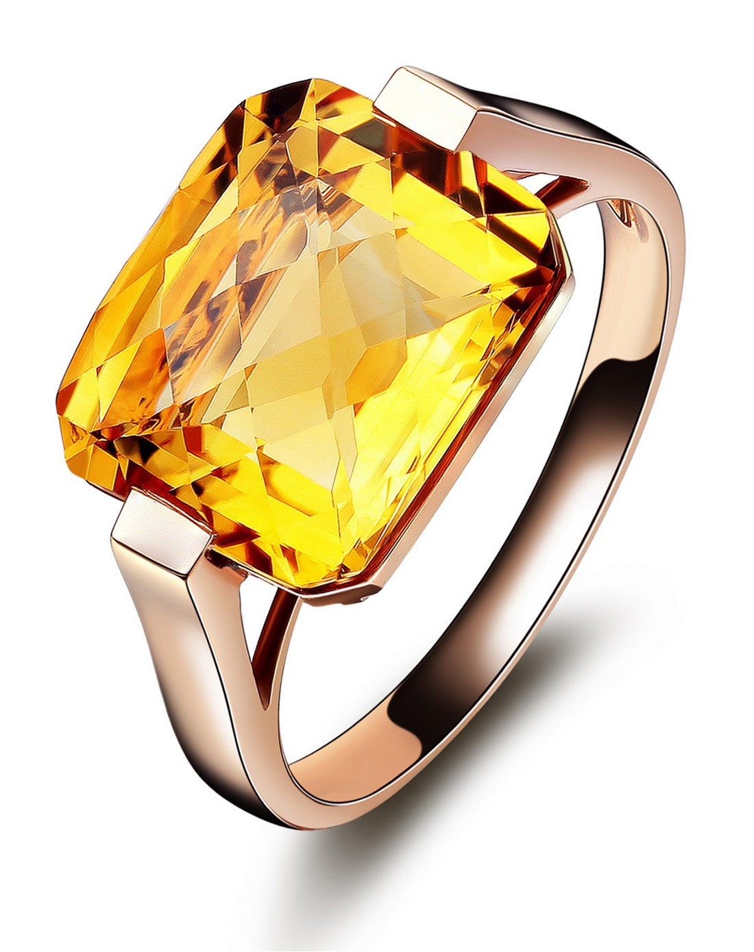 18k金黄水晶戒指